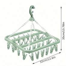 Thickened 32 Clips Multi-Clips Drying Clip Drying Rack Hanger Multipurpose Plastic Clothes Hanger, Home Laundry For Drying Socks