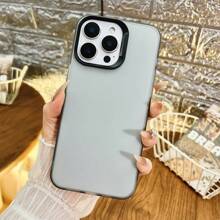 Funda de teléfono antideslizante mate transparente/negra compatible con 15 Pro Max/16/14/13/12/X/16 Pro, de marco grande de textura mate minimalista y nueva, suave