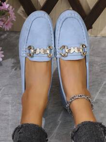 2025 Nuovi arrivi primaverili da donna, , mocassini eleganti con catena dorata, leggeri, comodi e versatili, scarpe piatte in gomma