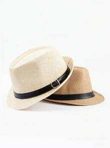 1pc Bohemian Style Casual Straw Woven Hat, Breathable Sun Protective Beach Hat, Versatile For Men & Women, All Seasons