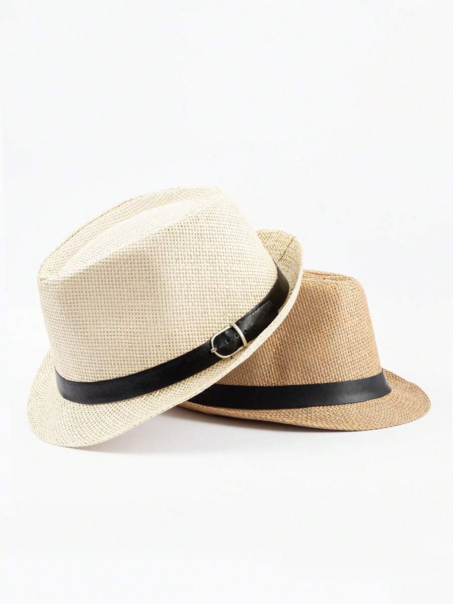 1pc Bohemian Style Casual Straw Woven Hat, Breathable Sun Protective Beach Hat, Versatile For Men & Women, All Seasons