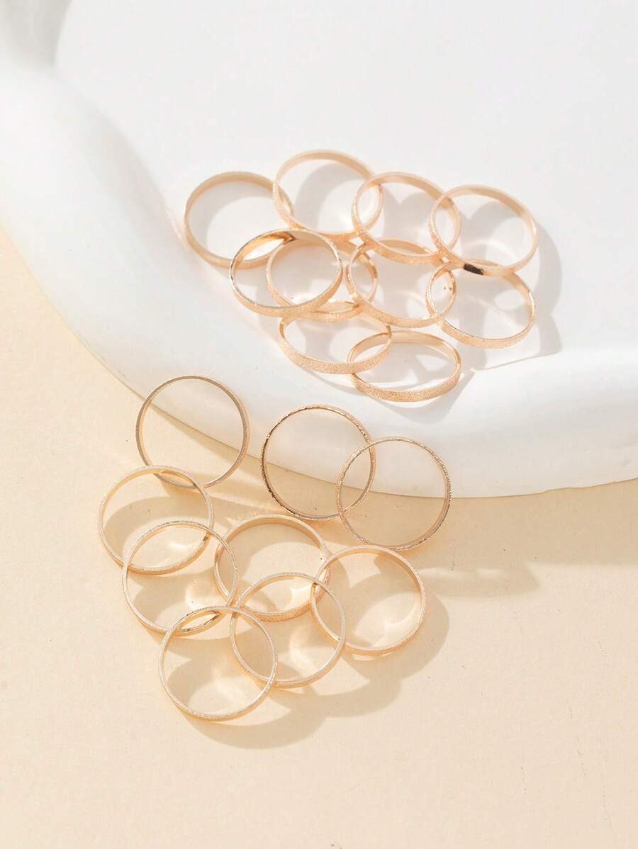 20pcs/Set Minimalist Matte Textured Ring Set, Fashionable & Delicate For Women - Gold - View 1