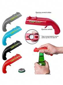 Abridor de botellas con forma de pistola divertida, lanzador, disparador, pistola de juego, abridor de botellas de cerveza creativo para juegos de bebida, familia, fiestas, bares, exteriores, barbacoas. Herramientas divertidas de uso doméstico