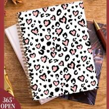 1 件优质螺旋笔记本 - 学院规则，厚纸，粉红心豹纹图案 - 适合作为学校、办公室或家庭礼物，5.5x8.3 英寸