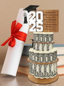 新款 2025 毕业礼物钱夹，DIY 毕业问候礼物，Hying 2025 毕业钱夹，独特的现金夹礼物，毕业贺卡双层现金夹，24 孔，非常适合毕业派对装饰和工艺品派对用品毕业派对装饰 - 彩色 - 查看 4