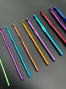 14 件套氧化铝钩针、钩针工艺套装、多种颜色的铝制钩针，适合初学者和专业人士（2 毫米 - 10 毫米） - 彩色 - 查看 3