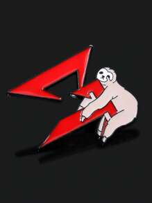 1pc Geometric Cartoon Character Quote Decorative Brooch, Zinc Alloy Material For Bag, Clothing, Accessory - A - View 6