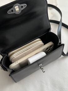 Women's Handbag, Fashionable Minimalist Lock Flap Mini Square Bag, Solid Color Versatile Shoulder Crossbody Bag