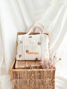 1pc Customizable Multi-Function Bear Mommy Bag, Customized Embroidered Letter Large Capacity Stroller Hanging Bag, Cosmetic Bag, Portable Toiletry Bag, Suitable For Daily Use Or As A Gift For Family, Friends, Christmas, Easter, New Year, Mother's Day, Women's Day, Valentine's Day, Teacher's Day, Nurse's Day, Birthday - Multicolor - View 6