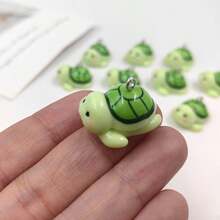 10pcs Cute Cartoon Sea Turtle Charms, Exquisite Resin Animal Pendants, Suitable For Making Keychain And Earrings Jewelry Accessories, Turtles, Green - Pendants - View 6