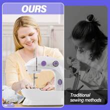 IAGREEA Electric Sewing Machine, Portable, Mechanical, Convenient, 6V, 1A, 1 With Thread Shuttle Core, 1 With Empty Shuttle Core, 1 Spare Needle, And 1 Threading Device, Can Be Plugged In And Used With A Battery Of 4 AA, With Pedal, For Household Use, Perfect Gift For Mother's Day, Christmas Gift, Halloween, Etc. Wonderful Gift For Daughter, Mom, Grandma, Mother In Law