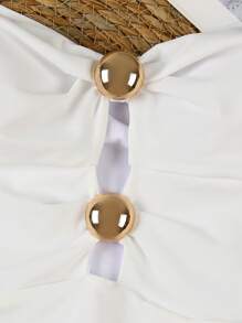 Elegant & Sexy Women's Beach Hollow-Out Bandeau One-Piece Swimsuit With Cover-Up & Skirt Set