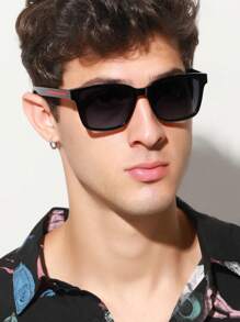 1副男士塑料方形小框粗腿复古优雅简约百搭日常时尚眼镜，适合聚会和街头摄影 - 彩色 - 查看 8