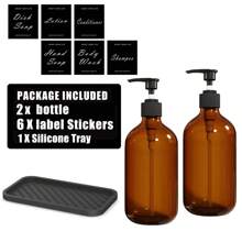 LEAPAIR 1/2/3Pcs 500ml/16.9oz Refillable Lotion Dispensers Bottles Bath Shampoo Conditioner Dispenser Shower Bottle For Bathroom Empty Container With Labels,Hand And Dish Soap Dispenser Set Kitchen Items Kitchen Accessories Kitchen Kitchen Tools - Multicolor - View 12