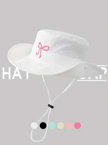1pc Girls Breathable Bucket Hat With Bow, Cute Hiking Sun Hat, Lightweight Quick Dry Sun Protection Cap