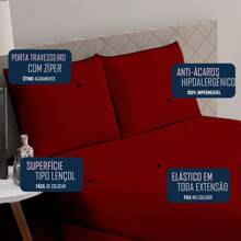 Waterproof Box Spring Cover Protector Kit With 4 Layers Of Protection + Waterproof Pillow Protector - Various Sizes - Red - View 2