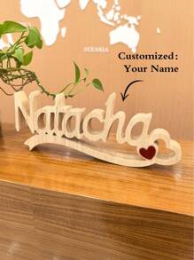 定制英文名字木质花卉摆件，温馨家居装饰，适用于客厅、卧室、书桌，母亲节、父亲节、情人节、生日、周年纪念日、朋友、情侣、毕业典礼、圣诞节等场合，也是一份高档礼物、圣诞礼品用品和旅行收纳用品的理想之选。 - 原木色 - 查看 2