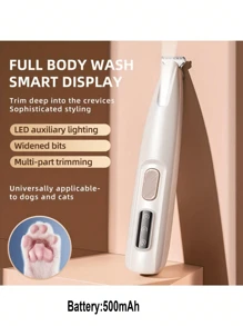 Professional Pet Grooming Scissors With LED Light -18mm Wide Blade, Battery/USB Power Supply, Rechargeable Lithium Polymer, Suitable For Dogs And Cats, Privacy And Private Parts Shaving Knife