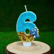 1pc Birthday Candle Numbers, Dinosaur Decoration 0-9 Candle Numbers, Romantic Party Favorite Numeral Candles For Birthday Cake Decor, Holiday Anniversary Party Cake Candle Numbers, Shiny Numerals Gifts Graduation