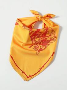 1pc Women's Western Cowgirl Print Bandana Scarf - Western Style Design, Suitable For Casual Outings Or Decor - Multicolor - View 2