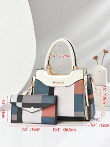2pcs/Set High-Quality Plaid Pattern Ladies Handbags, Fashion Casual Shoulder Bag, Tote Bag, Large Capacity Work Bag, Suitable As Birthday/Mother's Day Gift, Elegant Style