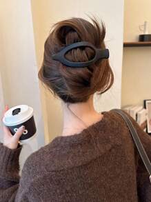 4 Stücke/1 Stück Damen 4.72in/12cm weiße & braune große leichte Kunststoff Haarspangen, modisch, vielseitig, elegant & minimalistisch einfarbig, geeignet für Alltag, Lässig, Party, Pendeln, Frisur, Gesicht/Haare waschen, Make-up, Outfit Accessoires