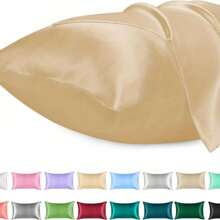 1 funda de almohada de satén para el cabello similar a fundas de almohada de seda para la piel, fundas de almohada suaves y sedosas, regalos para ella o él PJ1S - Marina de - Ver 2