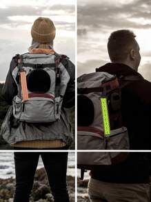 High Visibility Reflective Keychain, Backpack Pendant - Orange, Green, And Black/White Double-Sided Safety Strips - Durable Nylon Ribbon With Mountain Buckle Clip, Perfect For Nighttime Walking, Running, Cycling, Camping, Pets, Unisex, Can Be Given To Family, Friends, Relatives, Colleagues