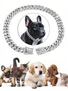1 Pieza Collar Cubano de Hip Hop para Mascotas, Collar de Mascota con Imitación de Diamantes, Accesorios de Collar de Aleación para Mascotas, Accesorios de Estilo Hip Hop, Adecuado para Uso Diario y Fiestas, Regalos de Halloween y Navidad (Se recomienda pedir una talla talla grande grande)