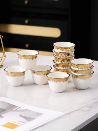 6pcs/8pcs/12pcs Ceramic Cups For Kitchen, Dining Room, Living Room, Gifts, Suitable For Tea, Coffee, Milk, Juice, Weddings, Parties, Birthdays