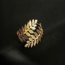 1pc Leaf Design Metal Adjustable Bracelet Cuff, Boho Jewelry Accessory - Gold - View 5