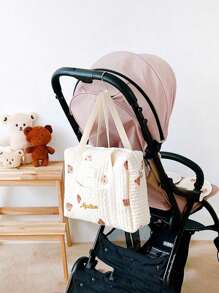 1pc Customizable Multi-Function Bear Mommy Bag, Customized Embroidered Letter Large Capacity Stroller Hanging Bag, Cosmetic Bag, Portable Toiletry Bag, Suitable For Daily Use Or As A Gift For Family, Friends, Christmas, Easter, New Year, Mother's Day, Women's Day, Valentine's Day, Teacher's Day, Nurse's Day, Birthday - Multicolor - View 3