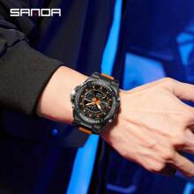 SANDA. SNADA G 款防震豪华男士电子军用手表运动多功能防水日历时尚双显示男士电子表 - 均碼 - 查看 5