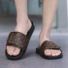 Men's Athletic Slides, Thick EVA Sole, Lightweight Casual Home & Outdoor Wear Slides, Summer Slippers For Outdoor, Beach & Casual - Brown - View 4