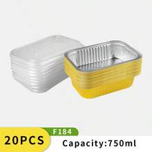 10/20pcs Assorted Sizes Gold Rectangular Aluminum Foil Take-Out Boxes, Aluminum Foil Baking Trays, Food Containers, Suitable For Baking, Heating, Storage, Preparing Food For Outdoor