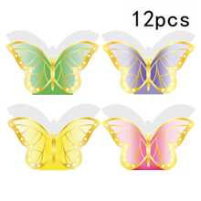 Set de 12 cajas de regalo con diseño de mariposa, decoración de mesa para boda, decoración central para fiestas, meriendas, Día de San Valentín, Día de la Madre (colores aleatorios)