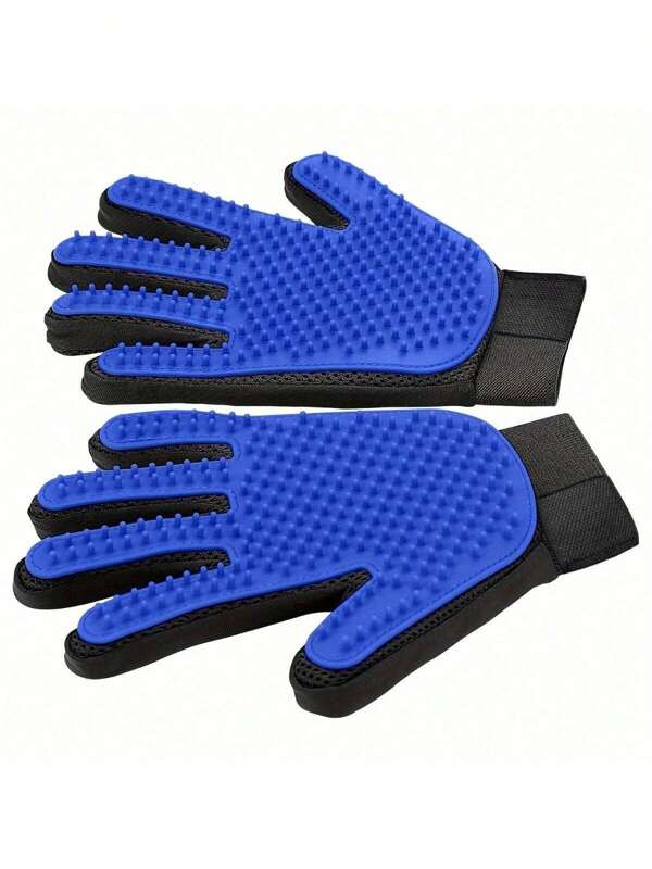 1 Pair Pet Grooming Gloves - Gentle De-Shedding Brush, Suitable For Dogs & Cats - Massage Stimulates Circulation - Easy To Use And Clean