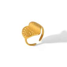 1pc Stainless Steel Fashionable Open Ring For Women, 18K Gold Plated Ring