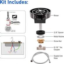 水槽自动洗杯器高压冲洗器不锈钢冲洗瓶不锈钢马克杯 - 彩色 - 查看 6
