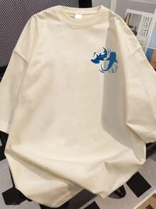 Girls' Ocean Creature Print Short Sleeve T-Shirt, Girls' Summer Round Neck Blouse, Suitable For School, Vacation And Shopping - Apricot - View 2