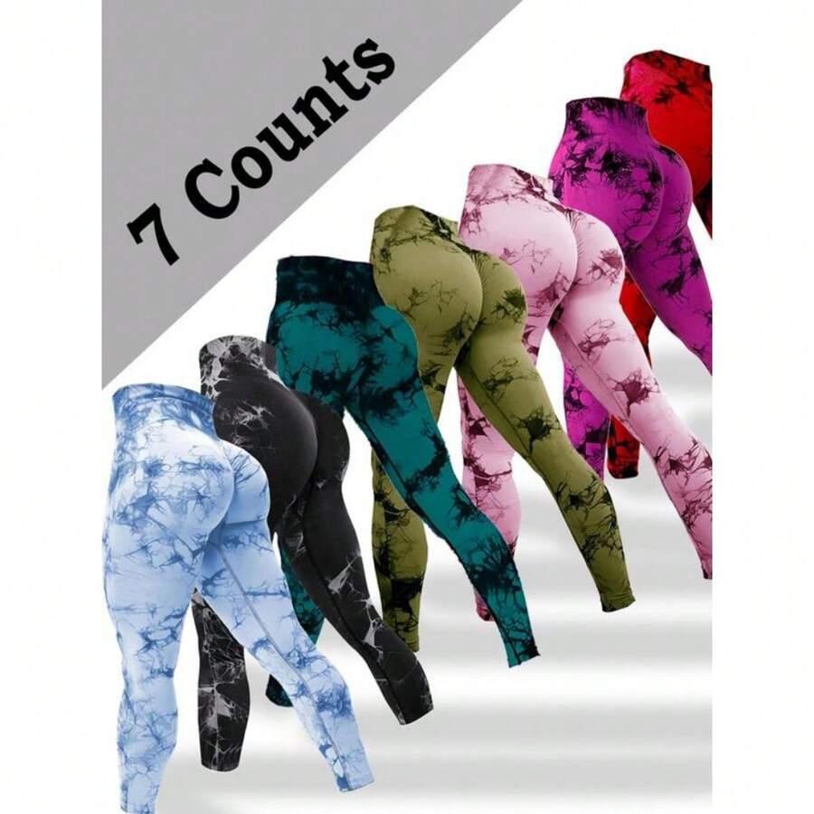 Women's Tie Dye Print Scrunch Sports Leggings, Sport High Waist Seamless Skinny Pants, Women Sport & Outdoor Clothing For Summer, Gym Clothes