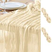 2pcs, Multi-Color Autumn Thanksgiving Tablecloth, Cheesecloth Tablecloth, Reddish Brown Bohemian Country Gauze Tablecloth, Suitable For Wedding Parties, Baby Baptism Autumn Decoration, Perfect For Wedding Parties, Bridal And Baby Welcoming Parties, Birthday Parties, Christmas, Thanksgiving, Valentine's Day, And Other Special Events.