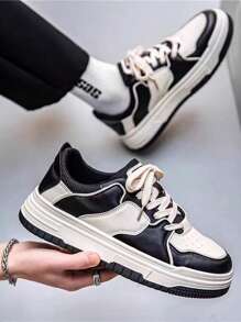 Zapatillas deportivas de estilo casual con colores clásicos a juego, ligeras y transpirables, con suela blanda y diseño antideslizante, adecuadas para ir al trabajo, practicar deportes al aire libre, correr y vestir de forma informal. - Negro - Ver 5