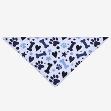 1pc Pet Everyday Scarf, Cute Bone & Paw Print Love Pattern Triangular Bandana, Dog Drool Bib Suitable For All Seasons
