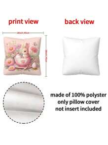 1 件复活节彩蛋兔子印花靠垫套 - 粉色桃皮枕套 45*45 厘米，家居沙发卧室装饰靠垫套 - 彩色 - 查看 5
