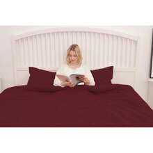 Farfallarossa 纯色超细纤维被套套装，柔软亲肤，简约风格，含1/2个枕套，适用于卧室、学生宿舍、出租屋。 - 酒紅色 - 查看 8