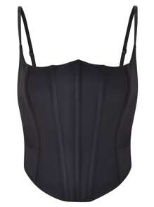 女式 2025 优雅性感系带后背缎面紧身胸衣上衣，内置紧身胸衣，紧身剪裁，适合紧身身材