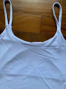 Cropped Top Thin Strap Basic Suplex Tank Top Women's Blouse - 白色 - 查看 3