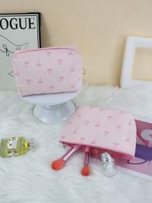 Set de 2 bolsos de maquillaje para mujer con capacidad grande y forma octagonal, de estilo clásico y moda, simples y adecuados para dormitorio, familia, salidas, trabajo, viaje ligero, bolso con cierre para pequeños artículos, ideal como regalo para niñas y mujeres, organizador de viaje esencial para maquillaje y artículos de tocador