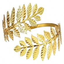 1pc Leaf Design Metal Adjustable Bracelet Cuff, Boho Jewelry Accessory - Gold - View 6